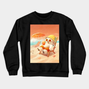 Smile Dog drinks cocktails on the beach chair Crewneck Sweatshirt